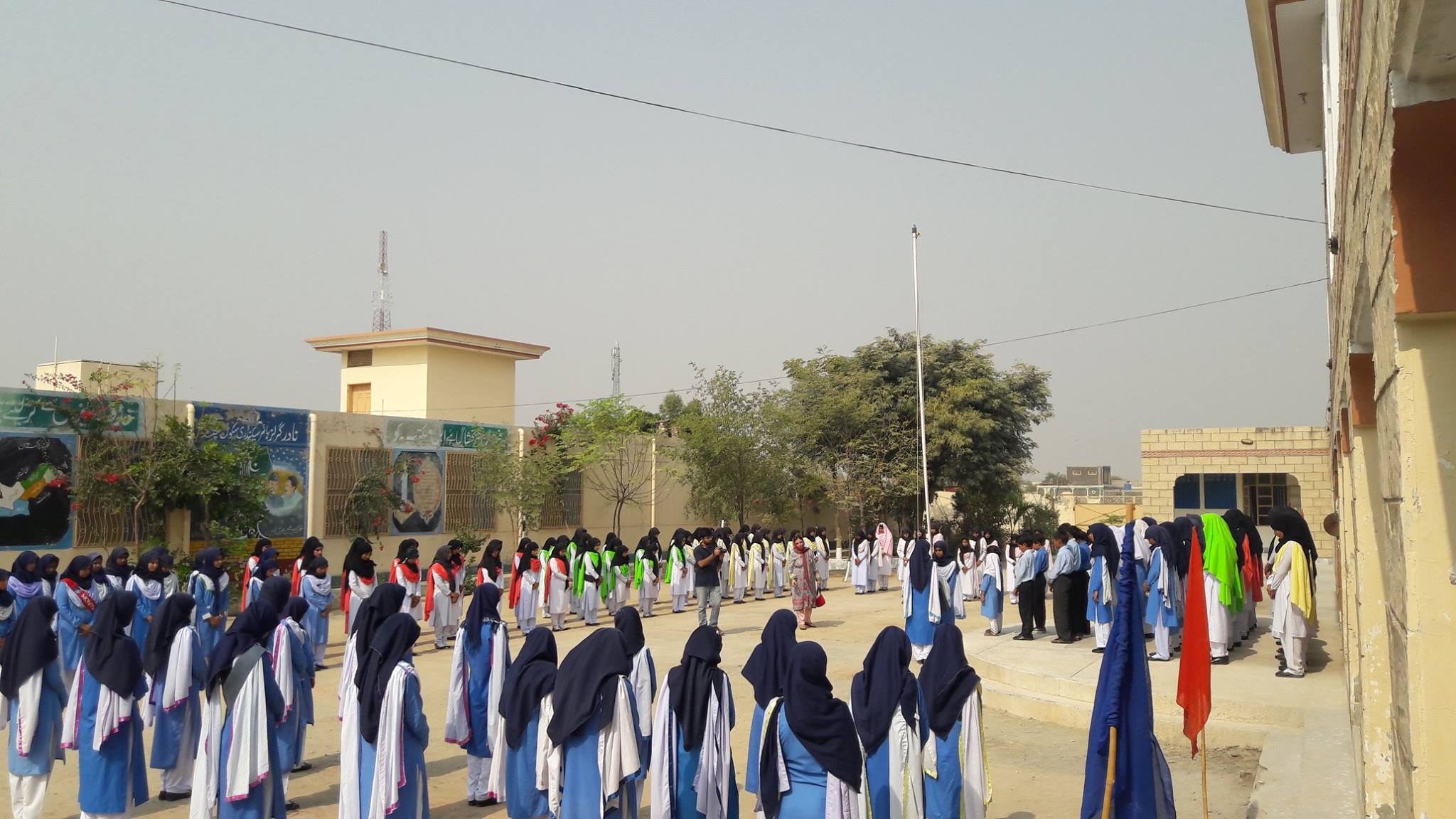 Teacher engaging with students